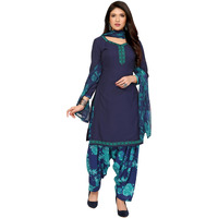 Yashika Women's Printed Dress Material - Unstitched Crepe Fabric Kurti, Pants & Dupatta Set (AZ-YS-P1-RIDDHI NAVY)