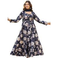 Yashika Women's Regular Fit Kurta Set in Navy Blue Floral Color and Georgette Fabric with Only Dupatta (AZ-YS-OG-KS2153-Parent, Large