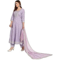 Yashika Women's Kurta Set in Light Purple Color and Cotton Blend Fabric with Pant and Dupatta (AZ-YS-OG-KS2154-S)