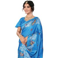 Yashika Women's Woven Latest Art Silk and Tassels Saree with Unstitched Blouse Material (AZ-YS-P3-NAFIZA-Parent-NEW_Blue)