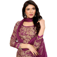Yashika Women's Printed Dress Material - Unstitched Crepe Fabric Kurti, Pants & Dupatta Set (AZ-YS-P4-ADDA WINE)