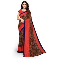 Yashika Womens Georgette Printed Saree With Blouse Piece(NAMRATA RED_N_Free Size)