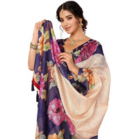 Yashika Digital Print Cotton Silk Kota Checks with Tassels Unstitched Blouse Material Printed Stylish Saree for Women (AZ-YS-P3-KIRTI-Parent_Navy)