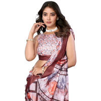 Yashika Women's Digital Print Art Silk Cotton Saree with Tassels and Golden Border - Lightweight and Elegant Ethnic Wear for Festive and Casual Occasions (AZ-YS-P3-PUSHPA 05)