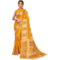 Yashika Women's Woven Latest Art Silk and Tassels Saree with Unstitched Blouse Material (AZ-YS-P1-NAFIZA-Parent-NEW_Yellow)