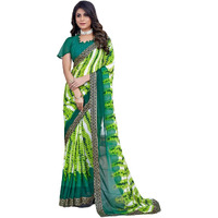 Yashika Women's Beautifull Printed Jacquard Lace Georgette Saree with Blouse Material||Green Coloured Georgette Saree||AZ-YS-P1-STYLISH GREEN