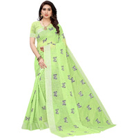 Yashika Women's Chanderi Cotton Saree With Blouse Piece(TITALEE PISTA_Free Size)