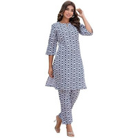 Yashika Regular Printed Cotton Blend Straight Kurta Pant Set-Elegant Ethnic Wear Ensemble Modern Women, Perfect for Any Occasion (AZ-YS-P4-KS2117-L_Grey