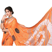 Yashika Women's Plain Digital Print Cotton Silk Blend Saree with Silver Weaving Border Tassels-Elegant Ethnic Wear for Festive and Casual Occasions (AZ-YS-P3-TIGER 07 to 20-Parent_Tiger 08-Orange)