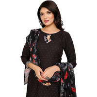 Yashika Women's Printed Dress Material - Unstitched Crepe Fabric Kurti, Pants & Dupatta Set (AZ-YS-P4-BLACK FLOWER)