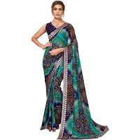 Yashika Women's Woven Latest Georgette Saree with Lace and Blouse Material (AZ-YS-P1-AACHAL-KORAM-Parent-NEW_Rama)