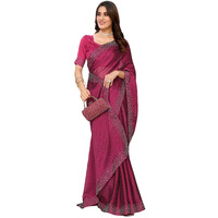 Yashika Women's Woven Chiffon Latest Black Rangoli Fabric Saree with Lace and Blouse Material (AZ-YS-P2-SWARNA-TANIKSHA-Parent_Purple)