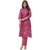 Yashika Women's Cotton Blend Regular Kurta Set: A Melody Prints Patterns: Step into Style with Our Stunning Collection of Printed Kurtis, Pants, and Dupattas (AZ-YS-P3-KS2125-XXL_Maroon