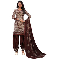 Yashika Women's Crepe Salwar Suit Material (Elegant Brown Free Size)