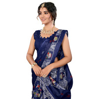 Yashika Women's Woven Latest Art Silk and Tassels Saree with Unstitched Blouse Material (AZ-YS-P3-NAFIZA-Parent-NEW_Navy)