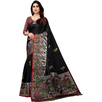 Yashika Womens Art Silk Printed Saree With Blouse Piece(UDITA BLACK_Free Size)