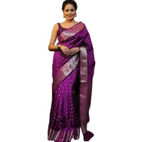 Yashika Women's Banarasi Kanjivaram Cotton Silk Woven Saree with Unstitched Blouse Material (AZ-YS-OG-SIMMI PURPLE)
