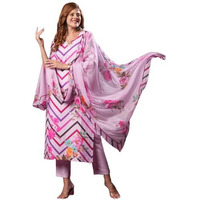 ANNI DESIGNER Women's Rayon Blend Straight Printed Kurta with Pant & Dupatta (TANNU PINK-VKS01_M_Pink_Medium)