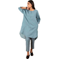 ANNI DESIGNER Women's Rayon Blend Straight Solid Kurta with Pant (Nanital Blue_XXL_Blue_XX-Large)