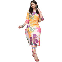 ANNI DESIGNER Women's Cotton Blend Straight Printed Kurta with Pant (Wahida White_S_White_Small)