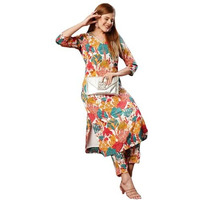 ANNI DESIGNER Women's Rayon Blend Straight Printed Kurta with Pant (Samlok White-JL_XL_White_X-Large)