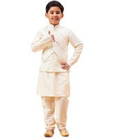 VASTRAMAY Boys' Cream Jacket, Kurta and Pyjama Set_VASBJ133CRnBK091CRnVPCR_30
