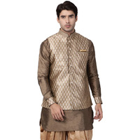 VASTRAMAY Men's Gold Cotton Silk Blend Ethnic Jacket_VASMJ025GO_42
