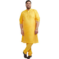 VASTRAMAY Plus Size Men's Silk Blend Kurta Set-New