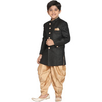 JBN Creation Boys' Black And Rose Gold Indowestern Set_VASBIW022BLnCDRG_30