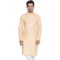 VASTRAMAY Mens Cotton Linen Fawn Kurta - Timeless Elegance for Festivals & Events | Plain Solid Full Sleeves Mandarin Collar Kurta | Classic Design, Premium Comfort, and Versatile Style_VASMK007FN_46