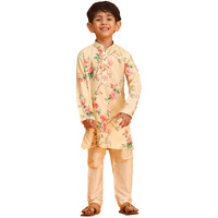 VASTRAMAY Boy's Multicolor Base Yellow Kurta Pyjama Set_VASBK182YWnVPCR_34