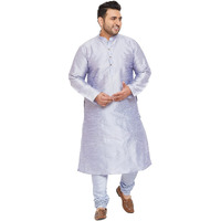 VASTRAMAY Plus Size Men's Silk Blend Kurta Set-New Lavender Blue