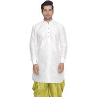 VASTRAMAY Men's White Silk Blend Kurta_VASMUK001WH_50
