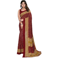 Yashika Women's Trendy Georgette Maroon Color Saree with Blouse Material(BINKAL MAROON)