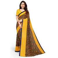 Yashika Womens Georgette Printed Saree With Blouse Piece(NAMRATA YELLOW_N_Free Size)
