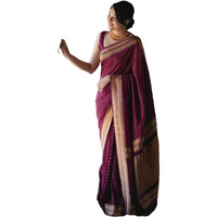 Yashika Women's Banarasi Kanjivaram Cotton Silk Woven Saree with Unstitched Blouse Material (AZ-YS-OG-PADMA PURPLE)