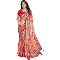 Yashika Women's Printed Georgette Satin Saree with Lace Border and Blouse Material (AZ-YS-P1-SUJATA RED)