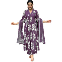 ANNI DESIGNER Women's Rayon Viscose Anarkali Printed Kurta with Pant & Dupatta (Jasiwal Purple_L_Purple_Large)