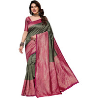 Yashika Women's Banarasi Kanjivaram Art Silk Saree with Blouse Material (AZ-YS-P1-YUKTI GREEN)