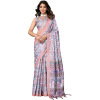 Yashika Women's Digital Print Art Silk Cotton Saree with Tassels and Golden Border - Lightweight and Elegant Ethnic Wear for Festive and Casual Occasions (AZ-YS-P1-PUSHPA 09)