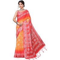 Yashika Women's Plain Digital Print Cotton Silk Blend Saree with Silver Weaving Border Tassels-Elegant Ethnic Wear for Festive and Casual Occasions (AZ-YS-P1-TIGER 07 to 20-Parent_Tiger 10-Orange)