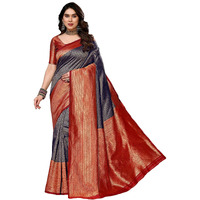 Yashika Women's Banarasi Kanjivaram Art Silk Saree with Blouse Material (AZ-YS-P1-YUKTI NAVY)