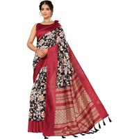 Yashika Women's Art Silk Printed with Tassels Unstitched Blouse Material Stylish Party Casual Wear Traditional Trendy Saree (AZ-YS-P1-SEVIKA-Parent_Black)