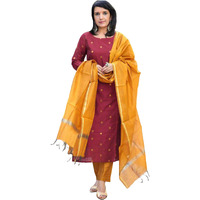 ANNI DESIGNER Women's Rayon Viscose Printed Straight Kurta with Pant & Dupatta (SDF Maroon_XXL_Maroon_XX-Large)