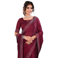 Yashika Women's Woven Chiffon Latest Black Rangoli Fabric Saree with Lace and Blouse Material (AZ-YS-P3-SWARNA-TANIKSHA-Parent-NEW_Purple)