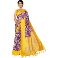 Yashika Women's Art Silk Printed with Tassels Unstitched Blouse Material Stylish Party Casual Wear Traditional Trendy Saree (AZ-YS-P1-SEVIKA-Parent_Violet)