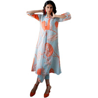 ANNI DESIGNER Women's Cotton Blend Anarkali Printed Kurta with Pant (Santra Orange_XL_Orange_X-Large)