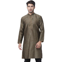 VASTRAMAY Men's Black Cotton Silk Blend Kurta_VASMK047BL_38