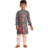 VASTRAMAY Boys' Blue And White Kurta Pyjama Set_VASBK197nPWH_22