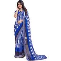 Yashika Women's Beautifull Printed Jacquard Lace Georgette Saree with Blouse Material||Royal Blue Coloured Georgette Saree||AZ-YS-P1-STYLISH BLUE